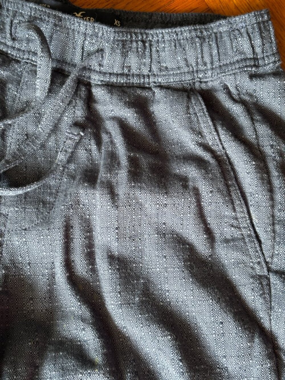 Mens Hollister Textured Cotton Pull On Shorts Navy Blue XS - Picture 2 of 3